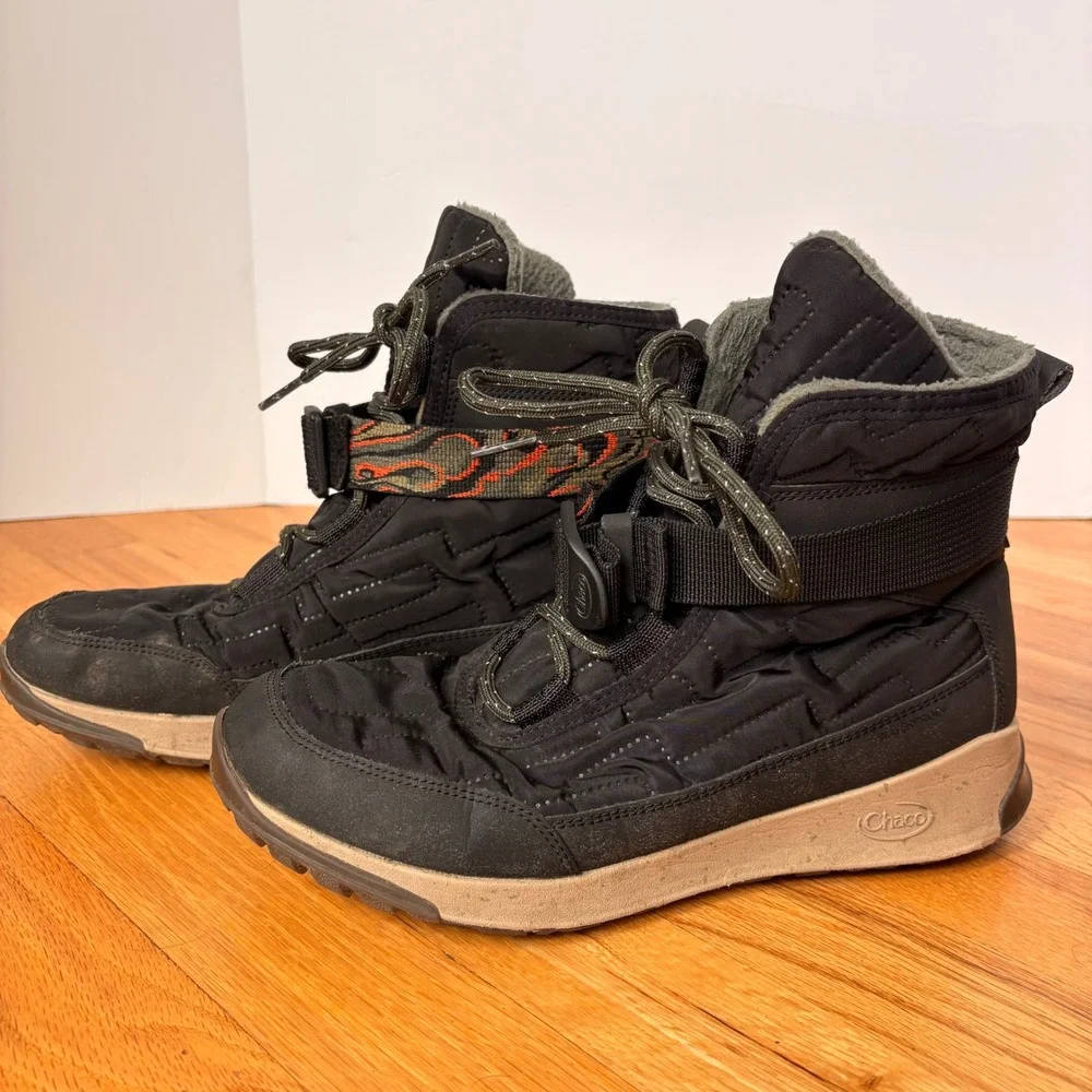 Chaco Borealis Quilt Waterproof Winter Boots Black Fleece Lined Womens 8.5